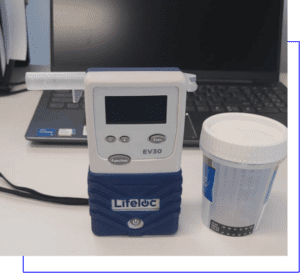 Drug test collection at a workplace occupational health clinic
